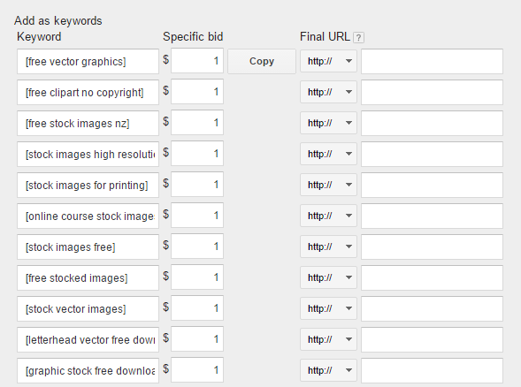 New AdWords add search queries as keywords functionality