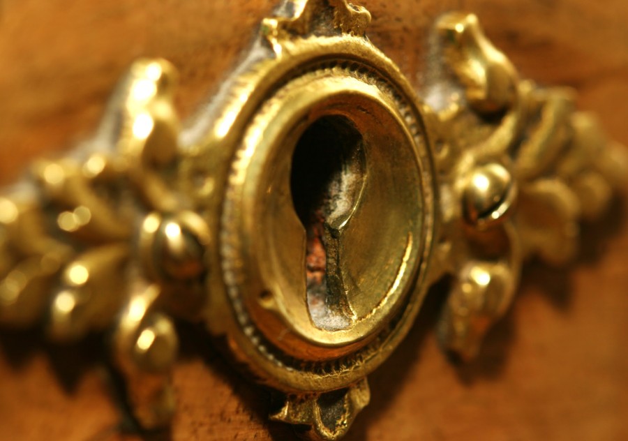 Macro image of golden keyhole