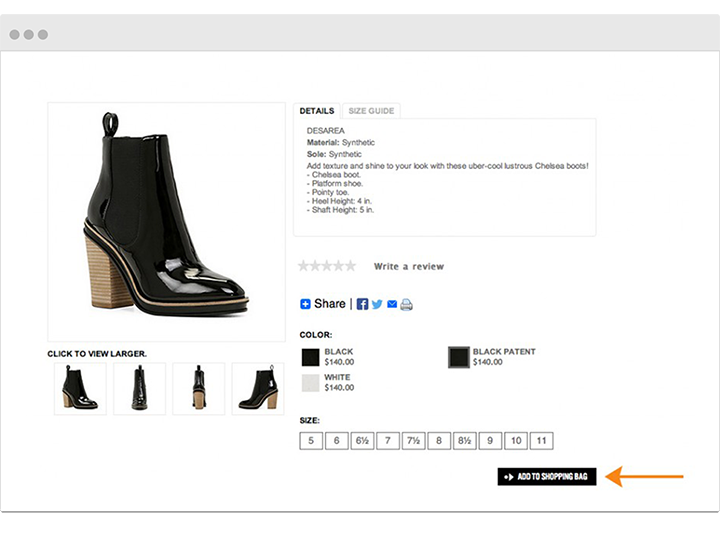 product page design boots