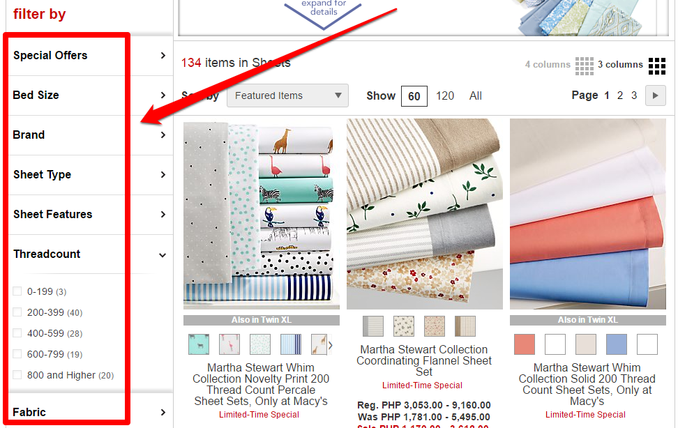 product filter types