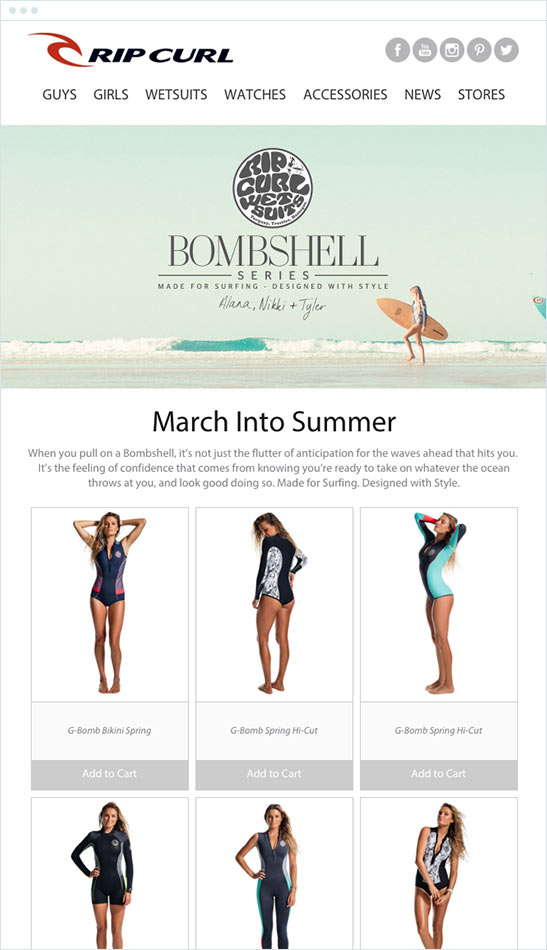 Rip Curl email example