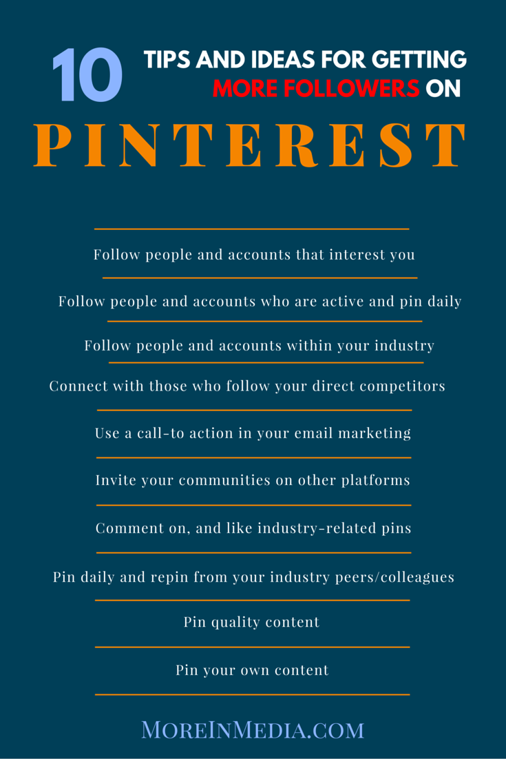 10 Tips and Ideas to get more followers on Pinterest