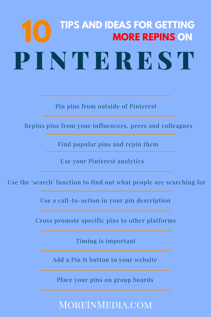 10  tips and ideas for getting more repins on PInterest