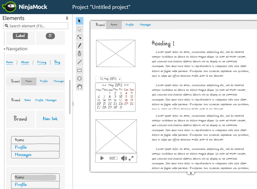 NinjaMock Wireframes