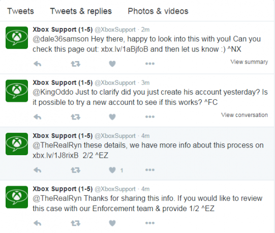 Xbox Support Customer Service Twitter Feed