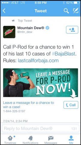 Mountain Dew Twitter Ad Call Button