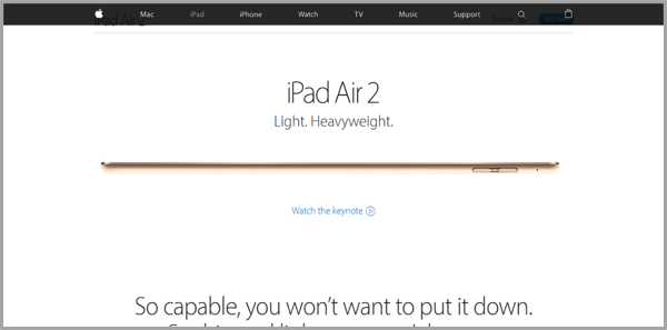 Apple example of how to make your website awesome