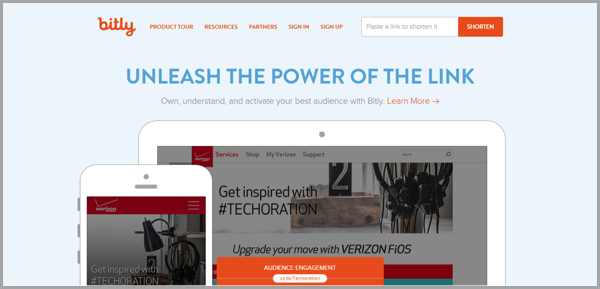 Bitly - example of social media management tools
