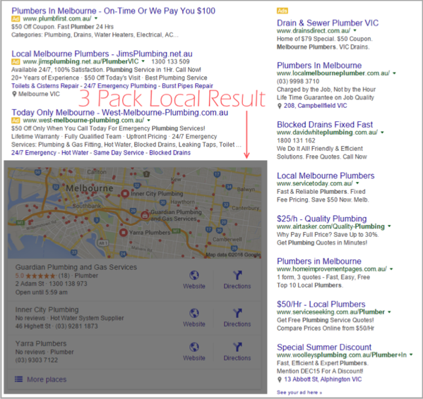 Click throughs example 2 for SEO for local businesses