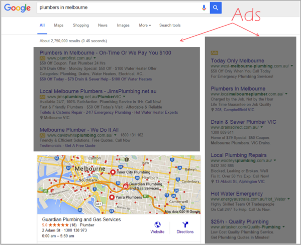 Click throughs on SEO for local businesses