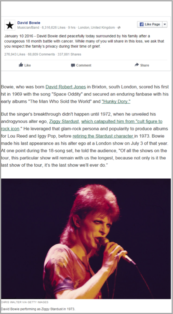 David Bowie - example of how to make your website awesome