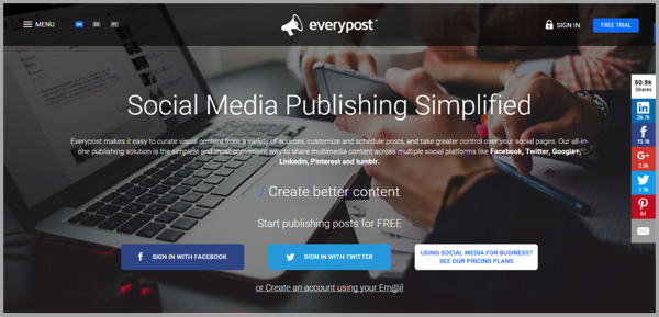 Everypost - example of social media management tools