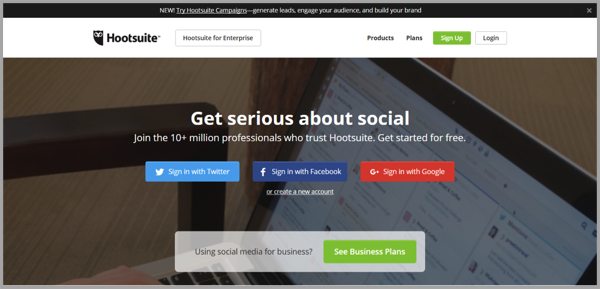 Hootsuite - example of social media management tools