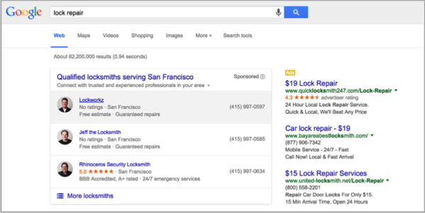 Lock repair example for SEO for local businesses