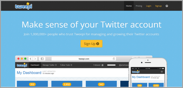 Tweepi - example of social media management tools