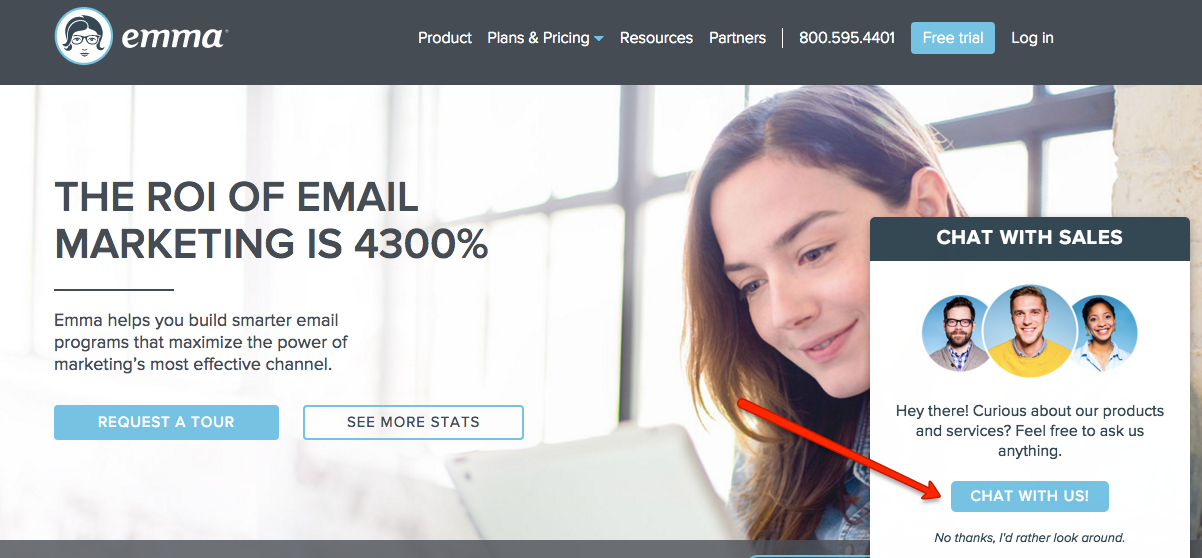 landing page chat system