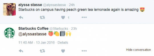 Starbucks Twitter Mention Alert Example