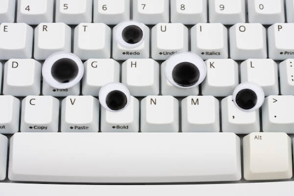 googly eyes on keyboard