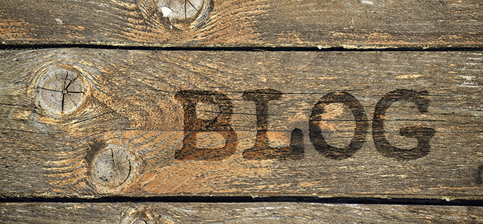 Word Blog written on vintage wooden background with knots