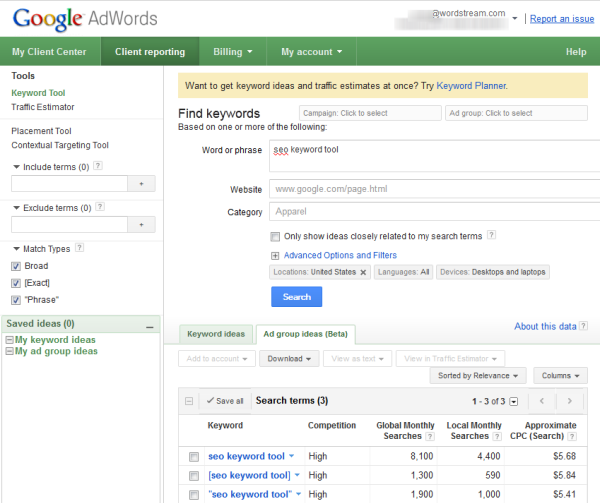content planning keyword research