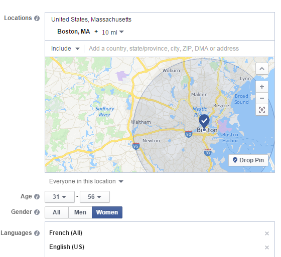 facebook targeting example