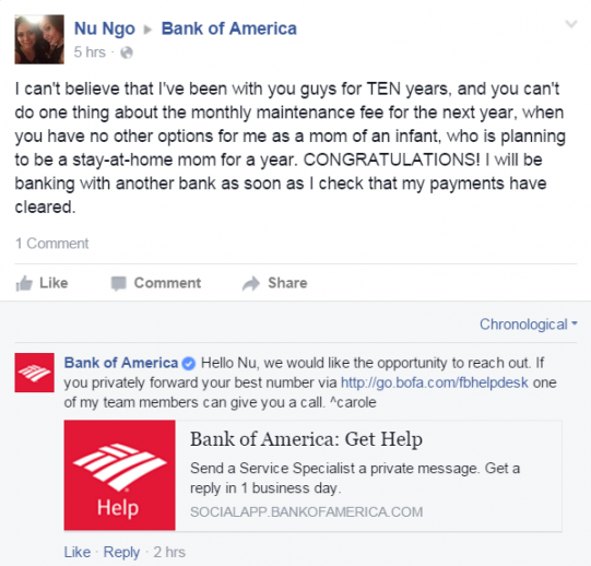 Bank of America Social Media Response