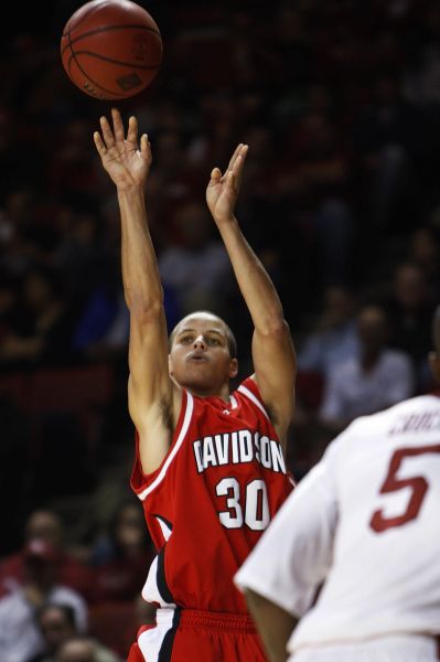 Davidson guard Stephen Curry shoots a jump shot during a game against Oklahoma.