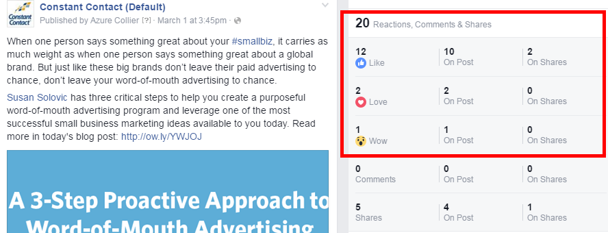 Facebook Reactions Click on Post