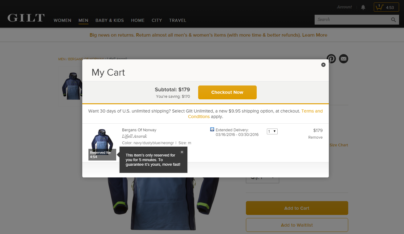 Gilt checkout