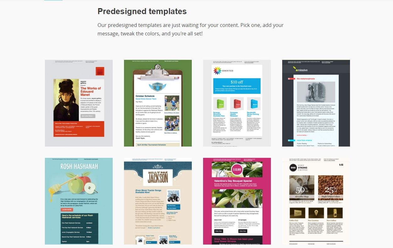 Mailchimp predesigned email templates