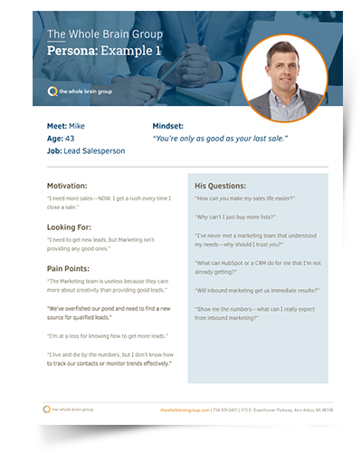Example of a designed buyer persona