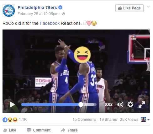 Philadelphia 76ers Facebook Reactions