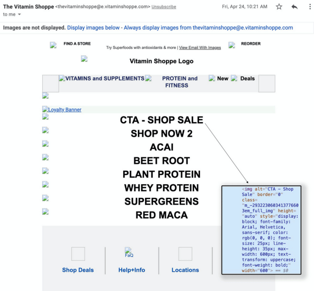 Alt text in email images