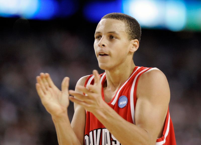 Stephen Curry while playing for the Davidson Wildcats.