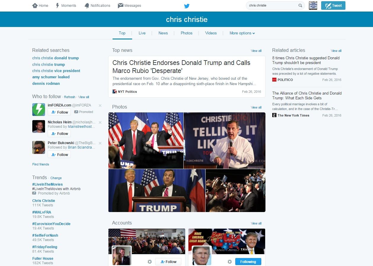 Twitter moments Chris Christie