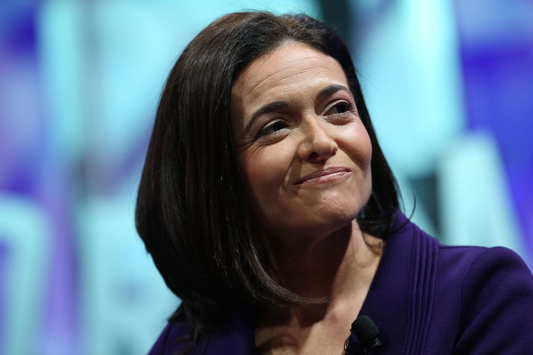 Facebook COO Sheryl Sandberg speaks at an tech conference. (Photo by Justin Sullivan/Getty Images)