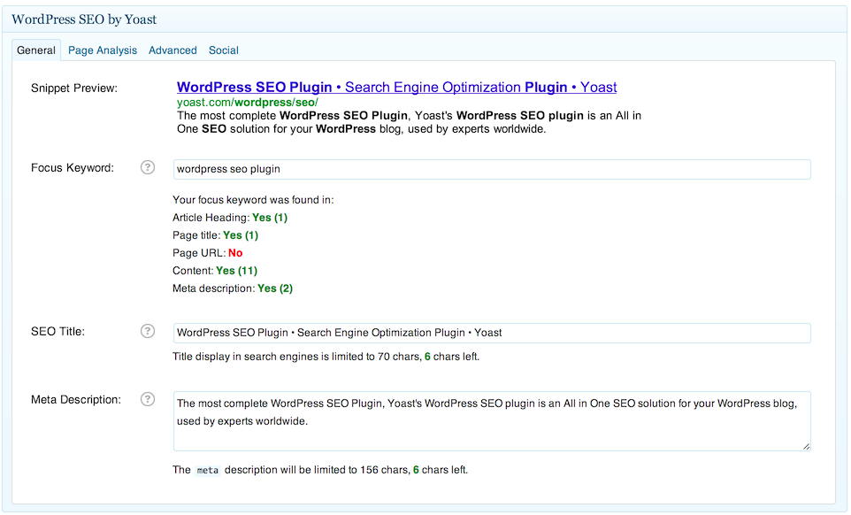 Yoast SEO Screenshot