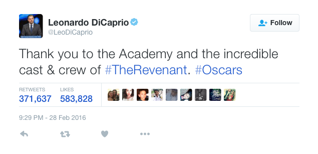 crowdbabble_social-media-analytics_how-the-internet-fell-in-love-with-leonardo-dicaprio_dicaprio_top-tweet