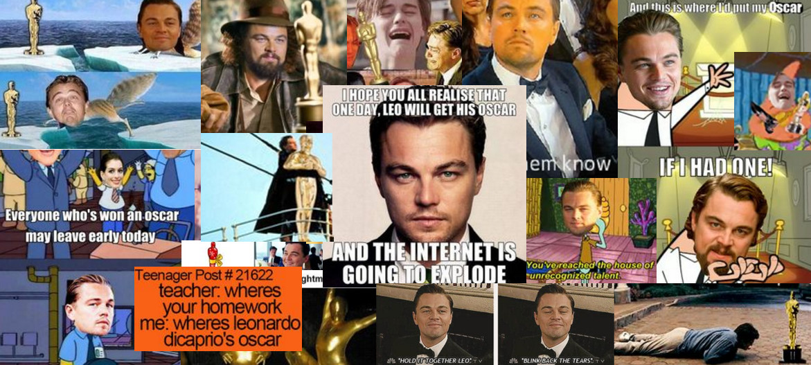 Mash of dicaprio memes, including INdiana Jones and blink back the tears