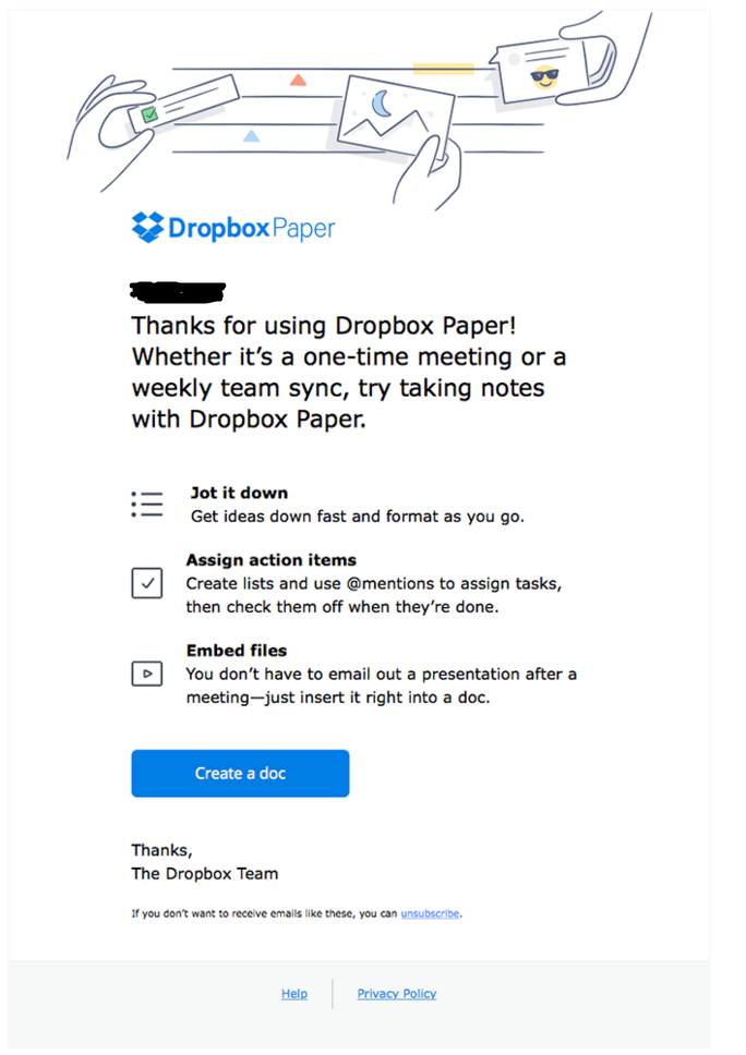  dropbox-paper-behavioral-email-marketing-example