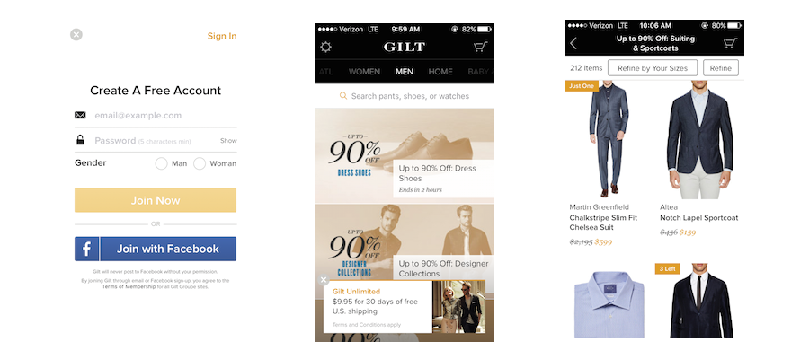 gilt mobile marketing personalization fashion ecommerce example