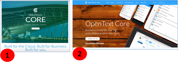 opentextcore homepage