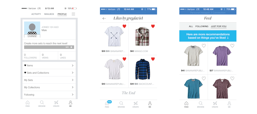 polyvore catalog user experience mobile marketing personalization example 2