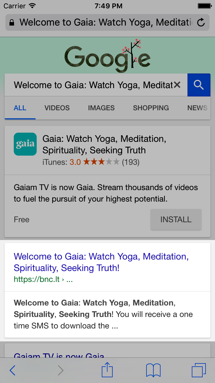 Mobile App Indexing Example