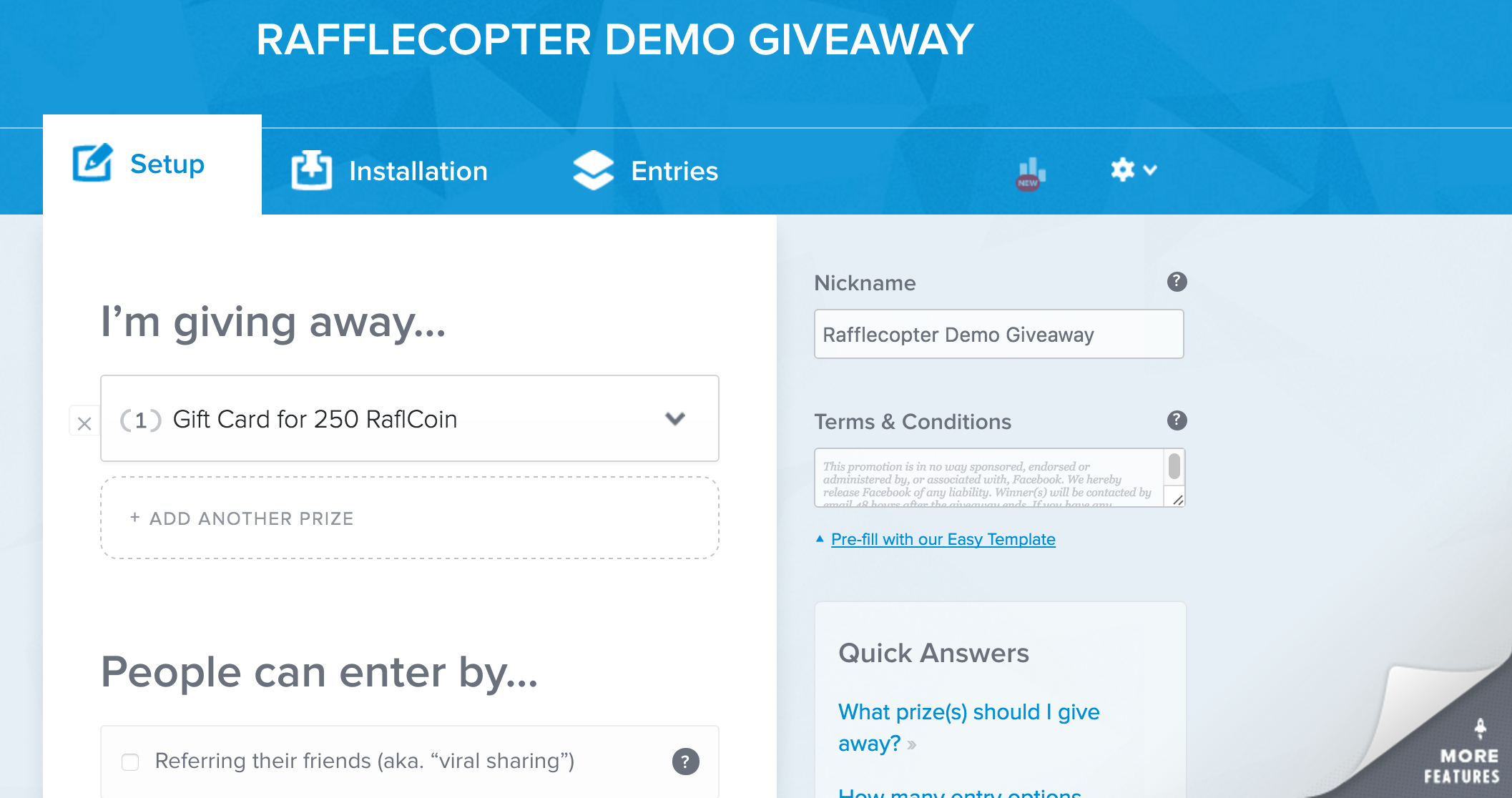 Create a competition using Rafflecopter