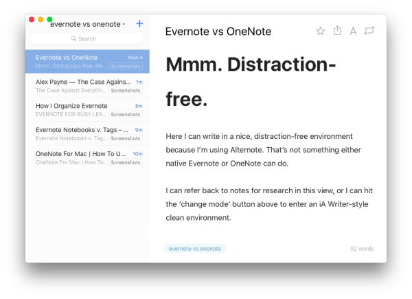 Distraction-free Alternote