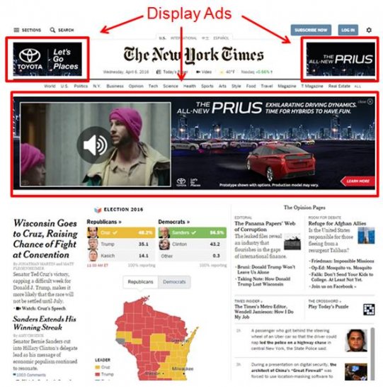 Display Advertising Example from The New York Times