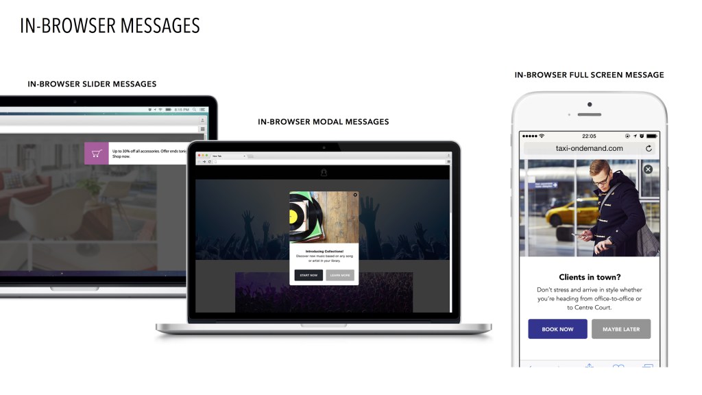 Different in-browser message types