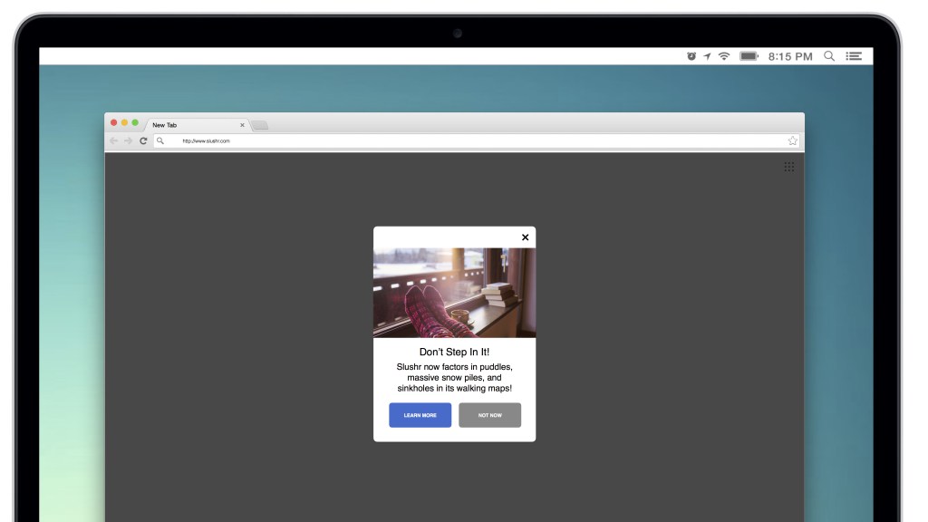 In-browser message new feature campaign