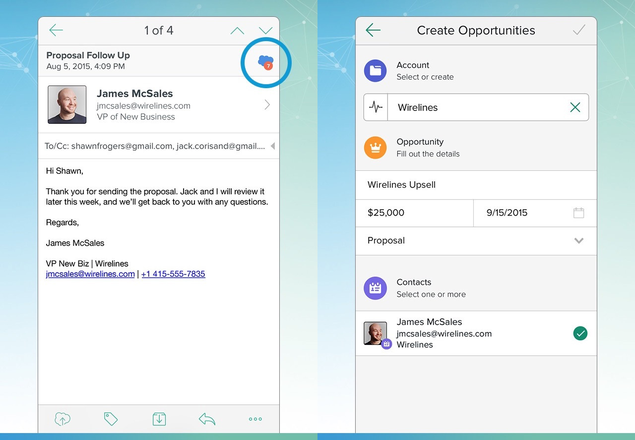 Screenshot SalesforceIQ Inbox for iOS